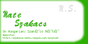 mate szakacs business card